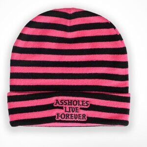 ALF Beanie Pink Black Striped